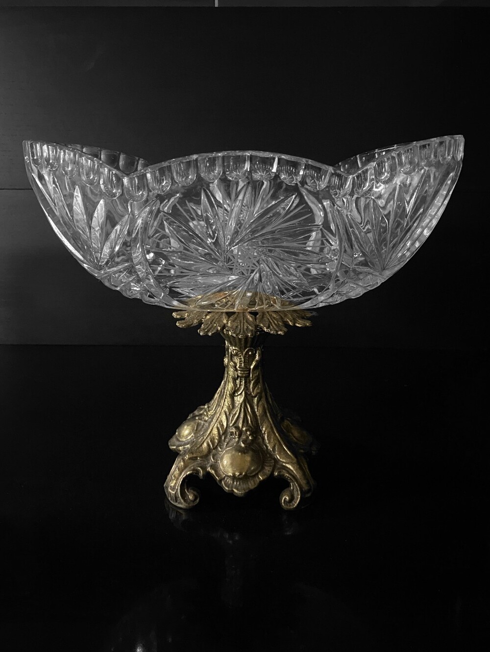 Loevsky & Loevsky L&L WMC Cut Crystal and Brass Centerpiece Set - 2 Piece